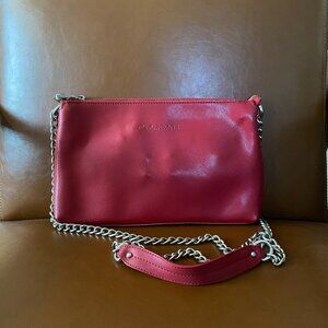 Pulicati Italian Leather Crossbody in Red with Silver Hardware